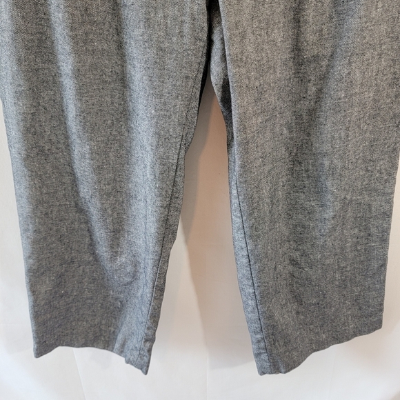 TALBOTS Bristol Pant Women Sz 14 Gray Linen Blend Pleat Front Cropped Minimalist - Picture 4 of 12